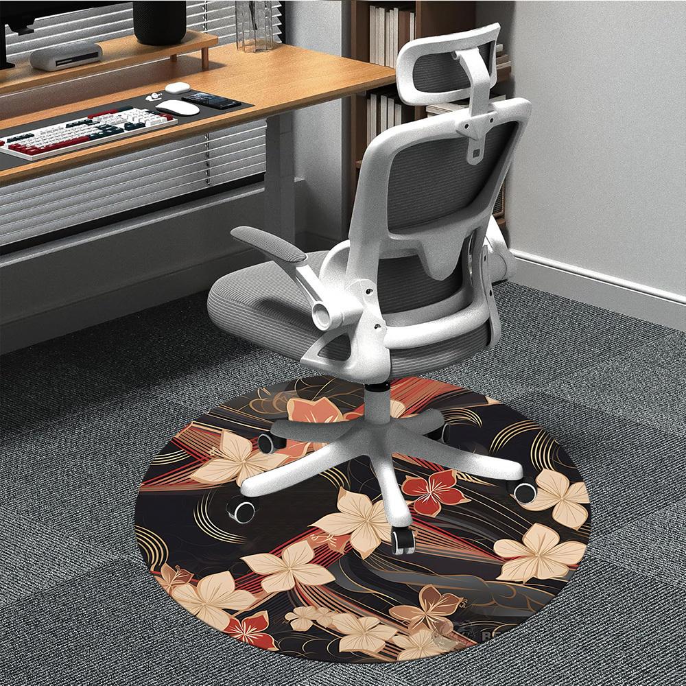 1pc Floral Pattern Office Round Rug, Non-slip, Soft and Durable Office Rug for Interior Decoration, Perfect for Office,Decoration yy260204086