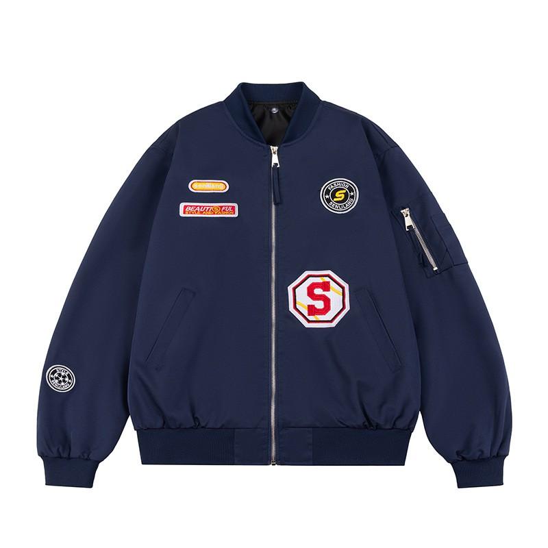 Trendy Pilot Jacket Loose Retro Streetwear Baseball Coat Men Women