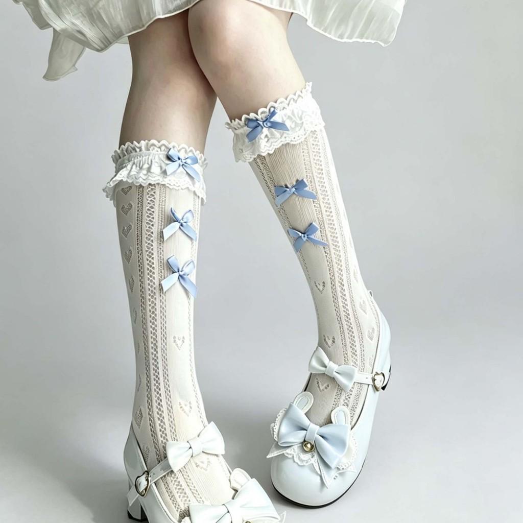Lolita Socks With Lace Bows For Women Summer Fashion Cotton Blend