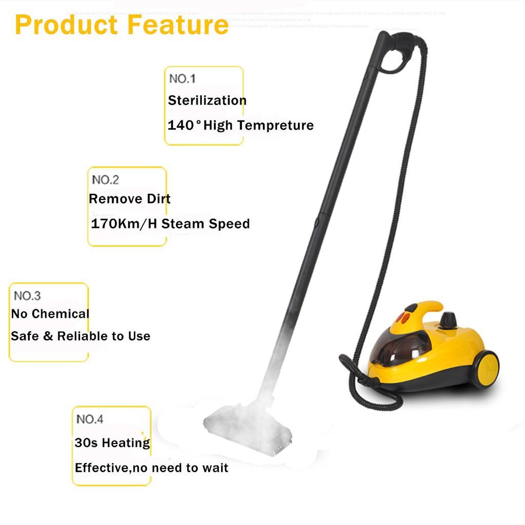 High Pressure Steam Floor Carpet Cleaner Washer Cleaning Machine 360 Wheel for Clean Bathroom Car 13in1 1.5L 2000W 220V