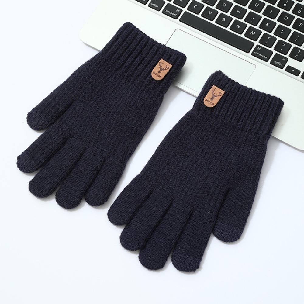 

Windproof Knitted Gloves Thick Men Mittens All-Match Winter Gloves Outdoor Style 2