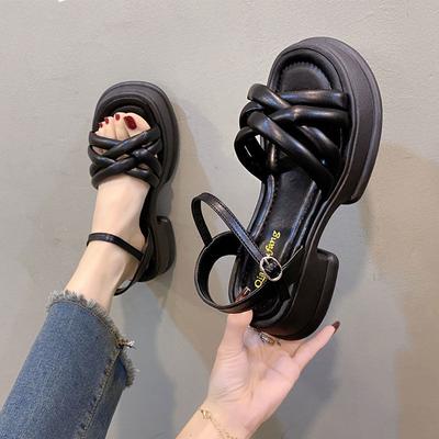 Moda Lato Nowe Sandały Damskie Modne Sandały na Platformie z Krzyżującymi się Paskami Wygodne Casualowe Buty Damskie typu Muffin Luksusowe Sandały na Obcasie Damskie