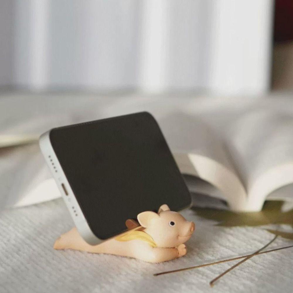 Animal Figurines Panda Desk Mobile Phone Holder Ornament Pig Backpack Model Toy  Phone Accessories