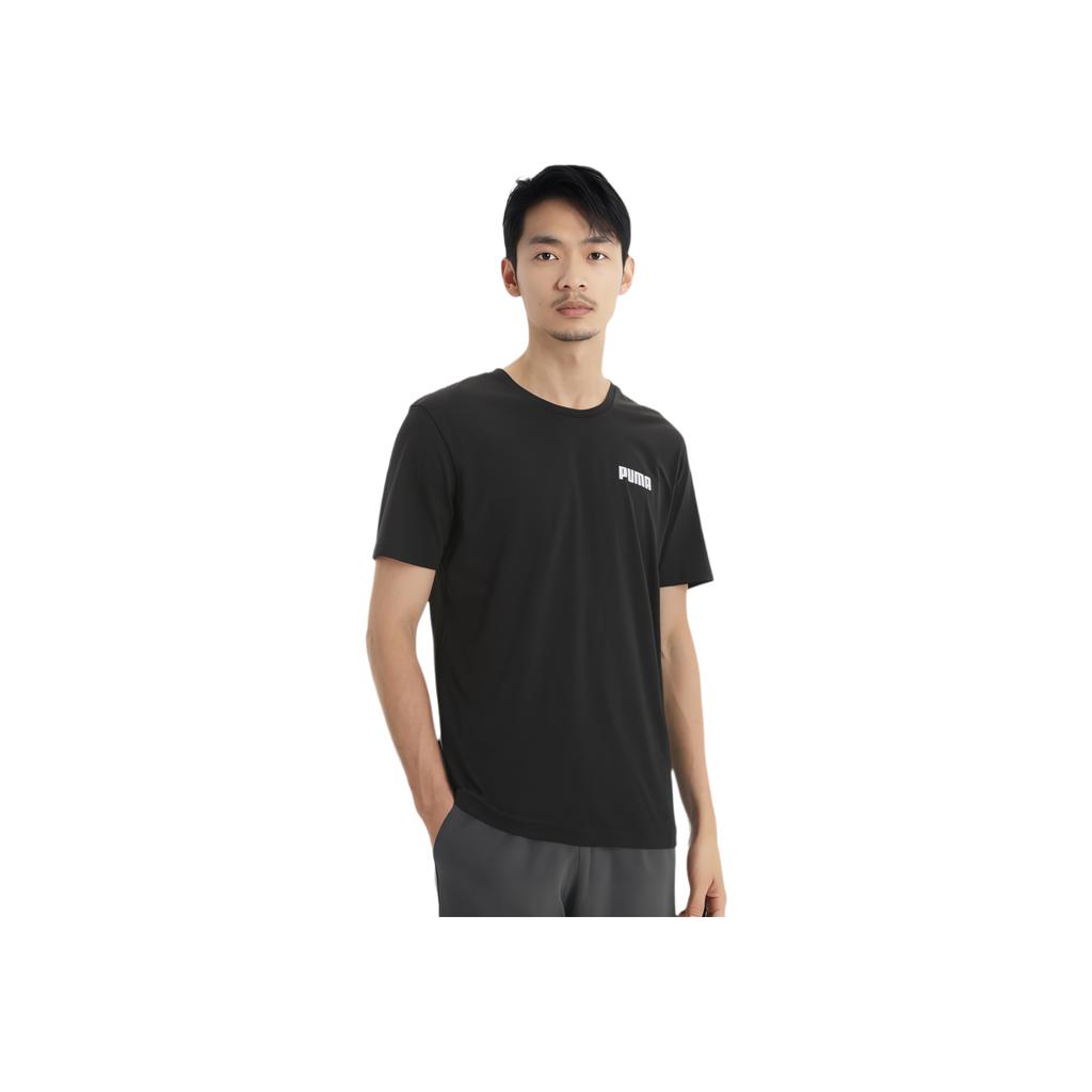 Puma Solid Color Round Neck Pullover Casual Breathable Short Sleeve T-Shirt Unisex Tops Black 845677-01