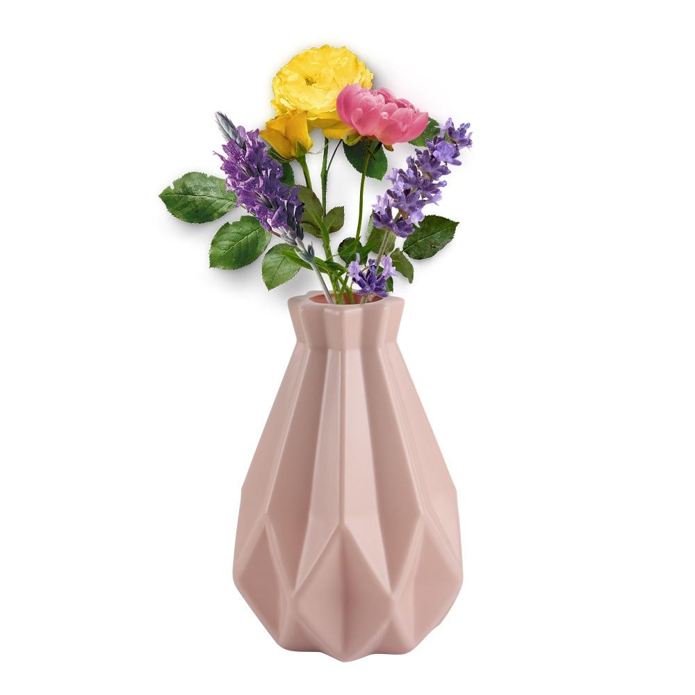 Origami Plastic Vase White Imitation Ceramic Flower Pot Flower Basket Flower Vase Home Decor (Flower Not Included)