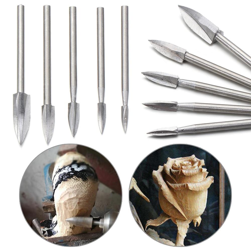 5 Pçs/set Escultura Em Madeira De Aço Inoxidável Gravura Broca Fresagem Ferramenta Cinzel Raiz