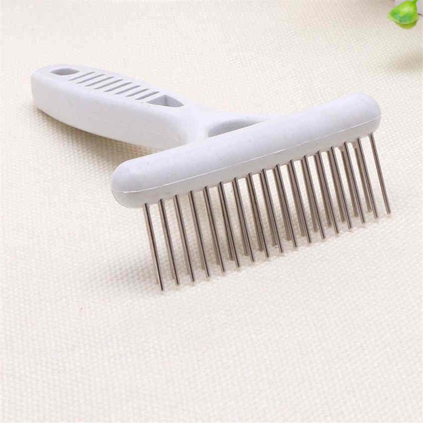Pet Dog Rake Comb Double Row Pins Hair Fur Shedding Remove Cat Dog Rake Brush Comb Pet Grooming Tool