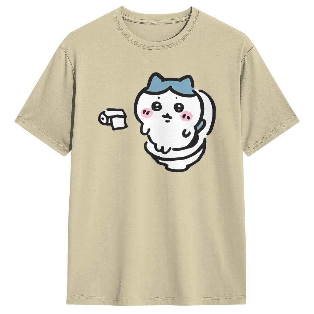 Hachiware On The Toilet Potty Chiikawa Usagi Poop Pooping Meme T Shirt T-Shirts Short Sleeve Cotton O Neck Oversize Clothing