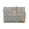 Caro Checkered Pattern With Metal Chain Soft Cowhide Clutch Shoulder Crossbody Bag Women Bags Gray S5106UWHC-M41G