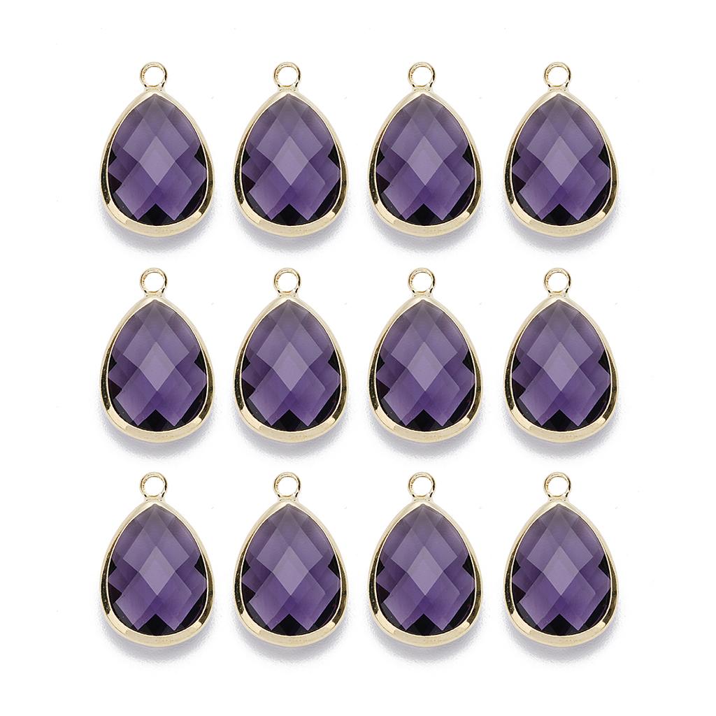 6Pcs Glass Droplet Shape Pendant with Gold Border High Quality Pendant For DIY Necklace Earrings Jewelry Accessories Supplies