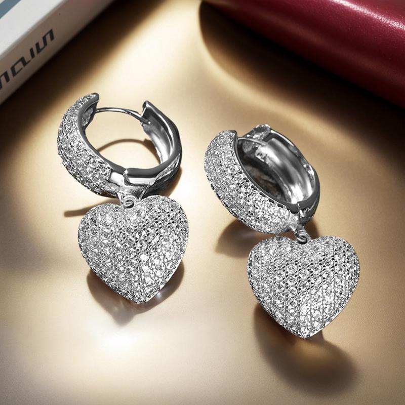 CAOSHI Noble Gold Color/Silver Color Heart Shaped Pendant Earrings Fashion Magnificent Accessories Female Party Jewelry Gifts