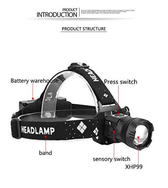 XHP99 LED Motion Rechargeable Headlamp with 5 500m Adjustable Tactical IPX6 Waterproof Head Torch for Disaster and Emergencies High-Power Headlight,