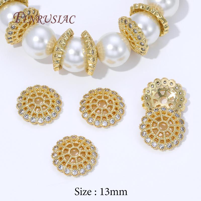13mm 18K Gold Plated Brass Beads Caps For Jewelry Making Supplies,Round Bead Caps For Bracelets Accessories DIY Findings