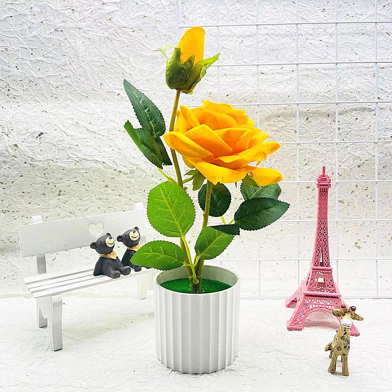 

Artificial Rose Realistic Potted Plant Bonsai For Gift And Decoration Home жёлтый