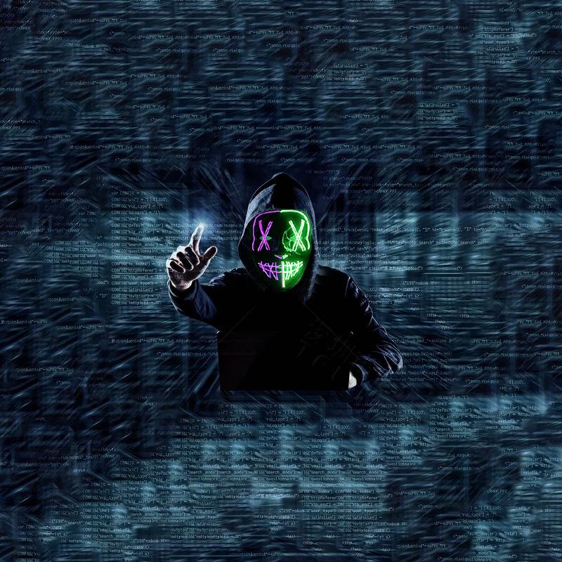 EL Cold Light LED Halloween Mask - Luminous Black V Mask for Shuffle Dance