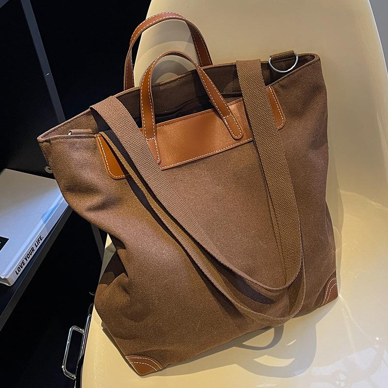 Canvas Bag Women's Large-capacity New Fashion Versatile Autumn and Winter Shoulder Bag Portable Bucket Tote Bag