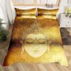 Mandala Buddha Duvet Cover Set King Size Exotic Ethnic Bohemian Bedding Set Golden Black Lotus Flowers Gorgeous Comforter Cover
