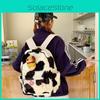 Apple Dog Burger Star Decoration Black And White Large Capacity Plush Backpack
