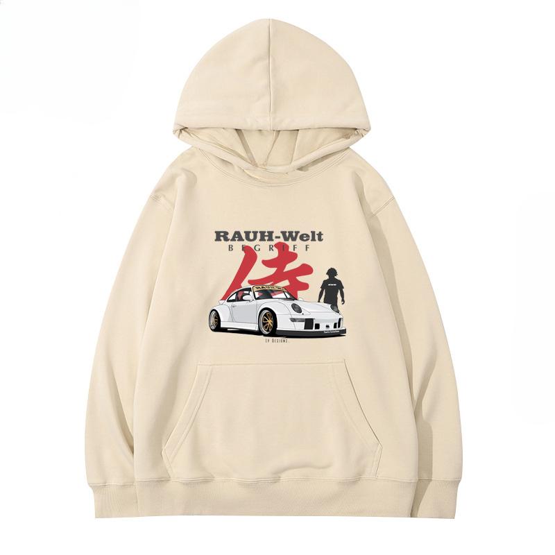 RWB Upravené auto 911 M Bílá mikina s kapucí Pánská Dámská stejného modelu 2024 Nová podzimní a zimní volnočasová volná 100 Top oblečení