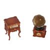 Playable Wood Phonograph Figurine European Styles 1/12 Scale Gramophone Model For Doll House Decoration Collection