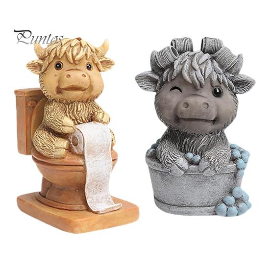 

2 шт., украшение в виде коровы из смолы, шотландская корова, фигурка, многоуровневый поднос, украшение в виде животного для дома, фермы, кухни, стола, украшения 2pcs