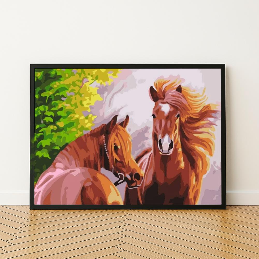 Malowanie Po Numerach Z Ramą Obrazy Do Malowania - Dzikie Konie 50X40 Cm