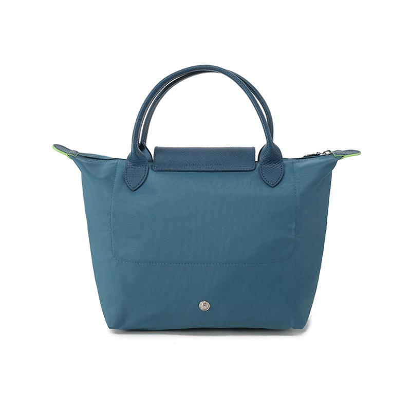 Longchamp Le Pliage Green Kurzer Griff Faltbar Recycelter Canvas Knödel Tragetasche Kleine Damen Tragetaschen Pfauenblau 1621919P89