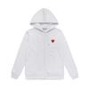 Unisex Hooded Zip-Up Sweatshirt With Heart Embroidery Loose Fit Casual Pullover Winter