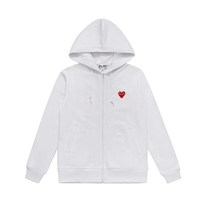 Kalp İşlemeli Kapüşonlu Fermuarlı Sweatshirt Unisex Bol Kesim Günlük Kazak Kışlık