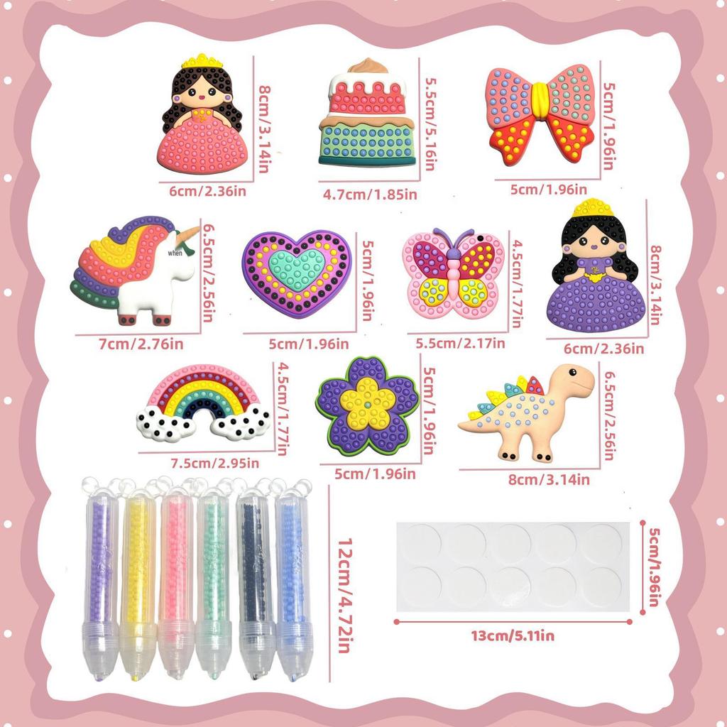 Set de Pegatinas DIY con Bolígrafo de Diamantes Princess & Animal para Niñas