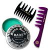 RAIzE Pomade & Mesh Comb X 2 Types (Black/Short Handle, Purple/Long Handle) Hair Styling Grease Comb Men's Coarse Comb