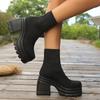 Brand Women Boots Platform Heels  Lightweight Casual Shoes for Women Chunky Heels Block Heel  Fashion Girls Sock Boots