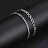 2pcs Stainless Steel Bracelet for Men,Silver Color Wheat Chain Figaro Chain Link Bracelets,Hip Hop Trend Jewelry Gift