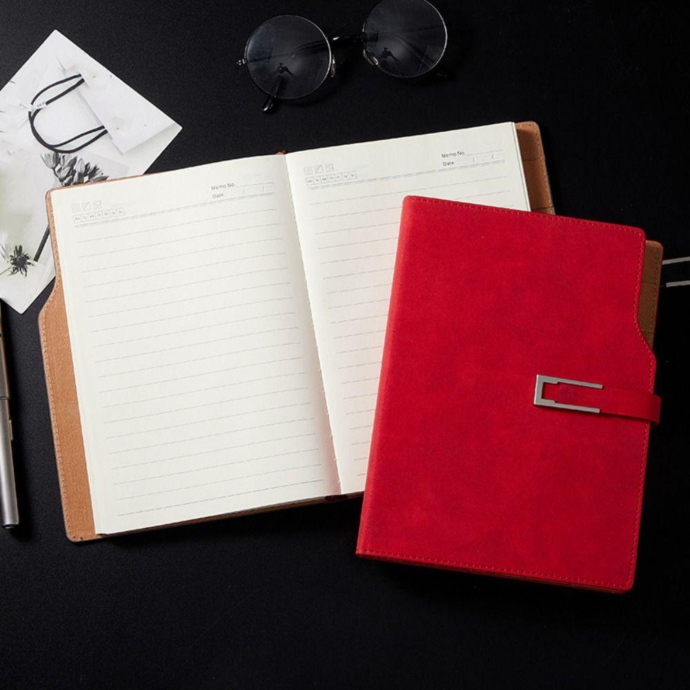 with Card Holder A5 Notebook Retro Meeting Minutes Book Fashion Loose Leaf Notebook  Students
