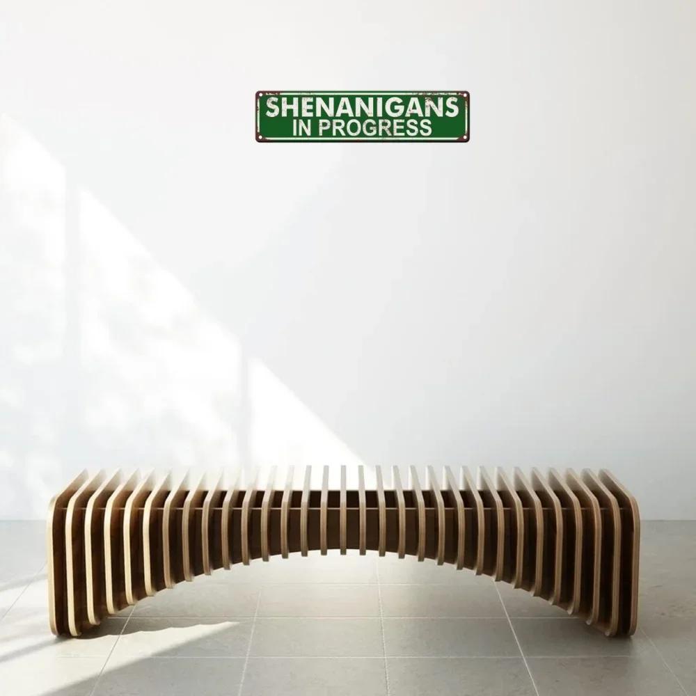 1pc Mischief in Progress St. Patrick's Day Metal Tin Sign 15.75"x3.94"/40x10cm Novelty Street Sign Vintage Nameplate Decoration