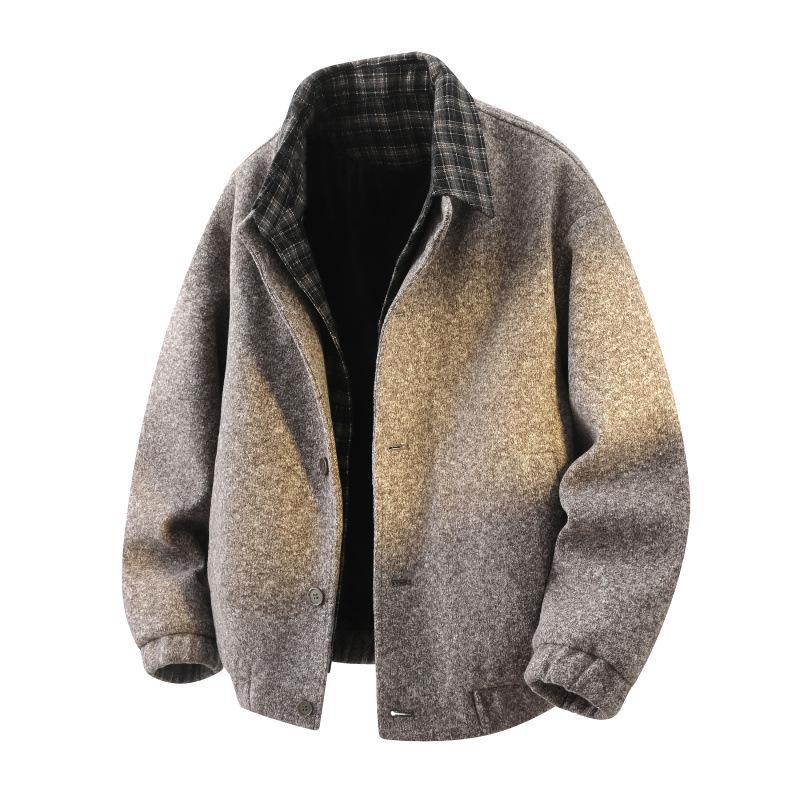 

MY1817 Winter White Base Business Casual Woolen Coat with Thick Plus Velvet, Trendy Fake Two-Piece Style XL кавовий