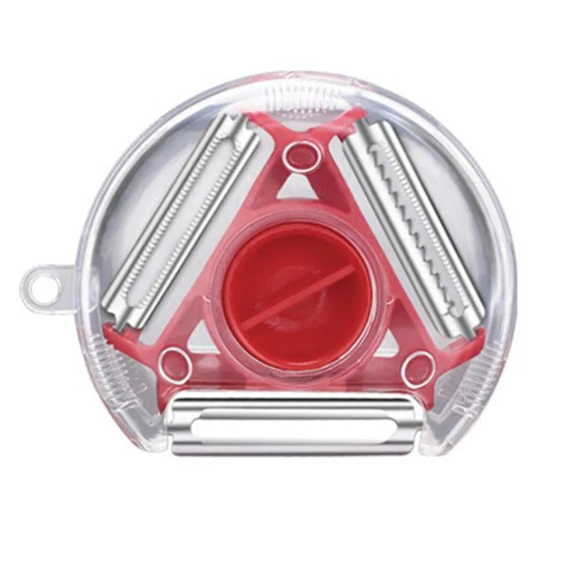 1 Stück 3-in-1 Magic Trio Sparschäler Set Hobel Raspel Schäler Julienne Schneider Multi-Schälmesser Zester Reibe Küchenwerkzeug
