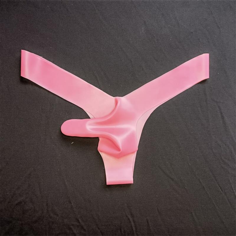 Latex Penis Sheath Thong Men'S Fetish Lingerie Panties Exotic Sexy Bullet Separation Underwear Gay Sissy Translucent Nightwear