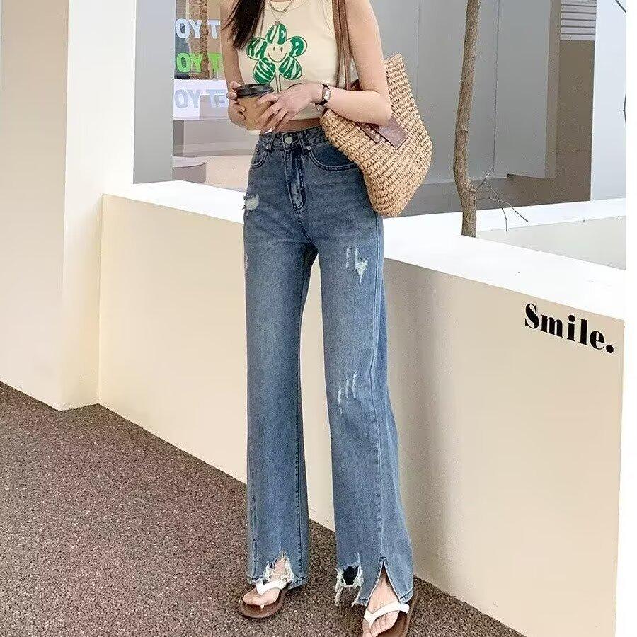 

Женские рваные джинсы - Стильная трансграничная мода Small синий