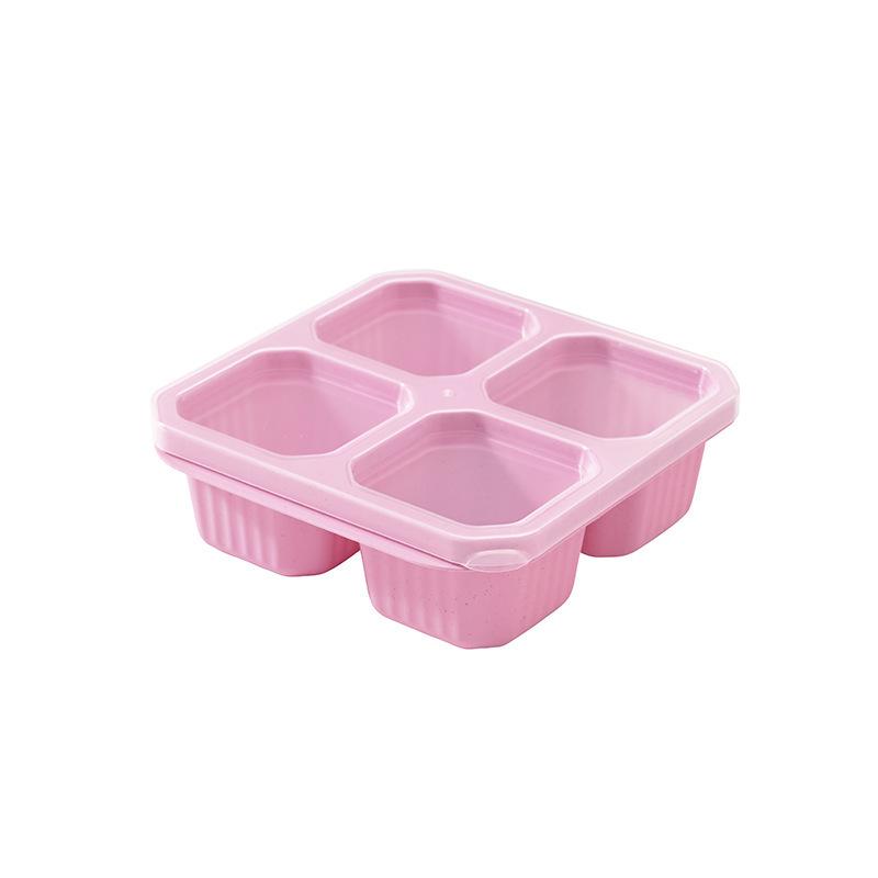 Children's Wheat Straw Lunch Box - Square Compartmentalized Fresh-Keeping Container for Snacks, Fruit, and Dessert