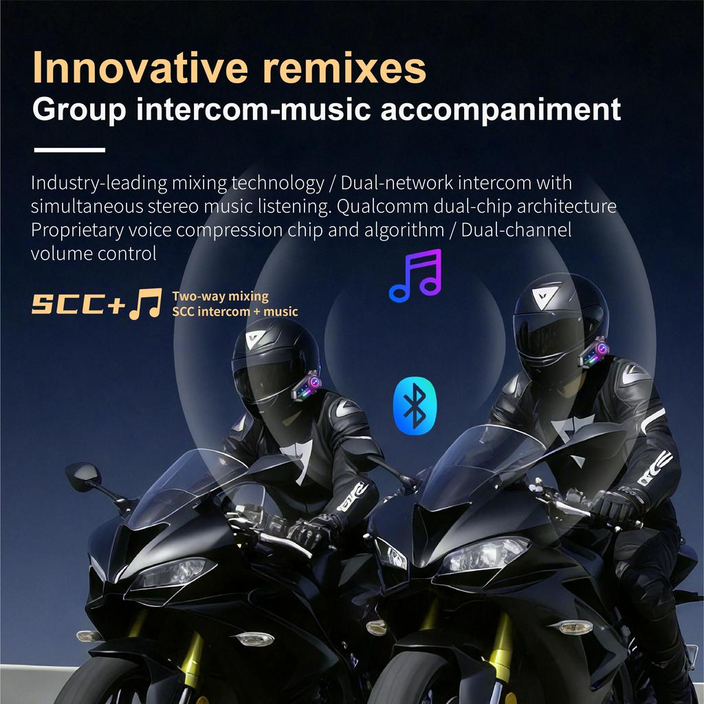 Kebidumei Bluetooth6.0 Motorcycle Helmet Intercom Headset Wireless Hands-free Call Phone Kit with Music Sharing Support FM