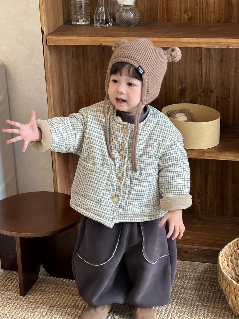 Children's thickened plaid cotton jacket autumn and winter new baby clothes boys' suit