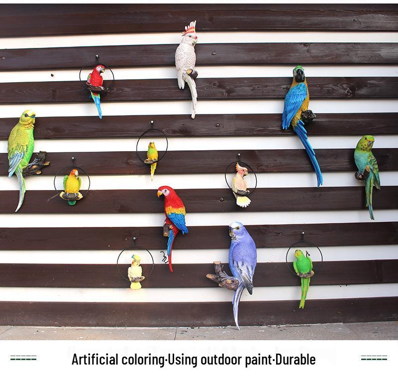 Parrot Tree Decoration: Cross-border Bird Model Resin Ornament for Courtyard