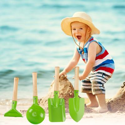 4Pieces Children Garden Tool Shovel Set For Sand And Beach Play Metal Shovel Set with Wood Handle for Sand Playing