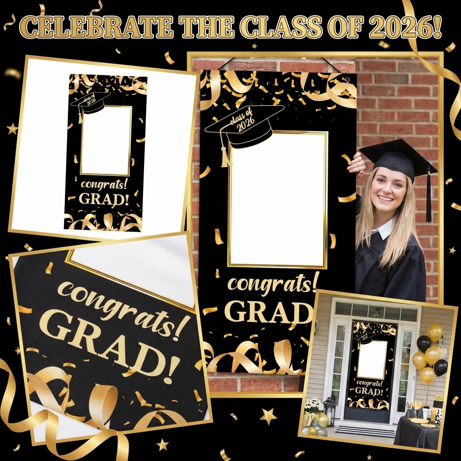 Graduation Photo Frame Banner Class of 2026 Graduation Party Decoration Banner Graduation Ceremony Props Photo Booth Frame Banner