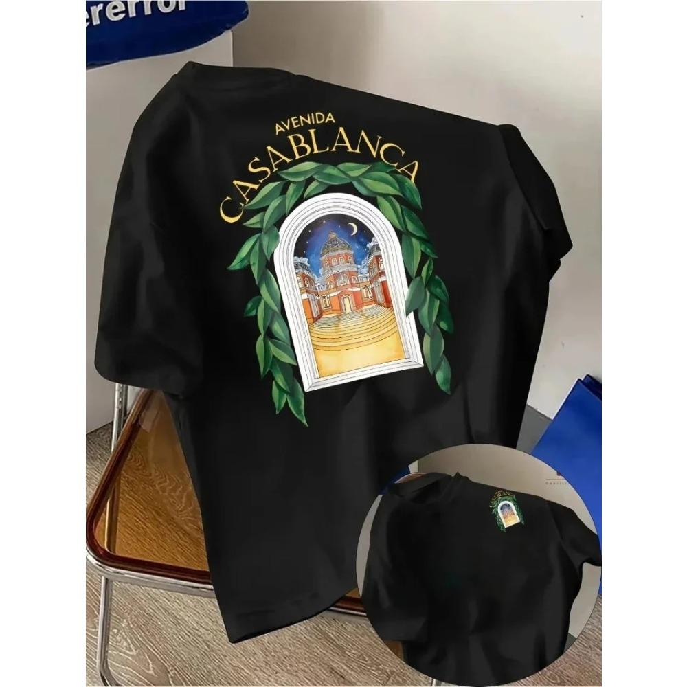 Avenida Art Ropa para Hombre y Mujer Camiseta de Algodón Estilo Americano Retro Casual Streetwear Hipster Moda Oversized Camiseta Y2K
