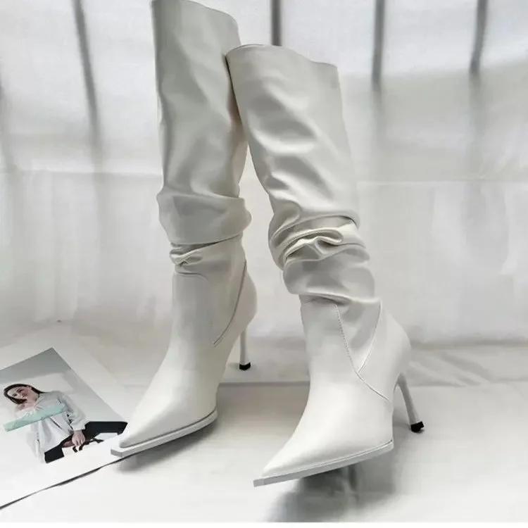 Sexy Winter Women High Boots Fashion Pointed Toe Stiletto Heel Long Boots Ladies Elegant Knee High Boots Shoes