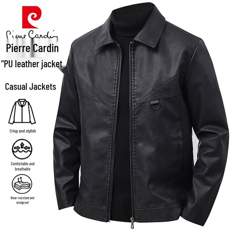 

Чоловіча повсякденна куртка у мотоциклетному стилі з відкладним коміром Pierre Cardin 3XL