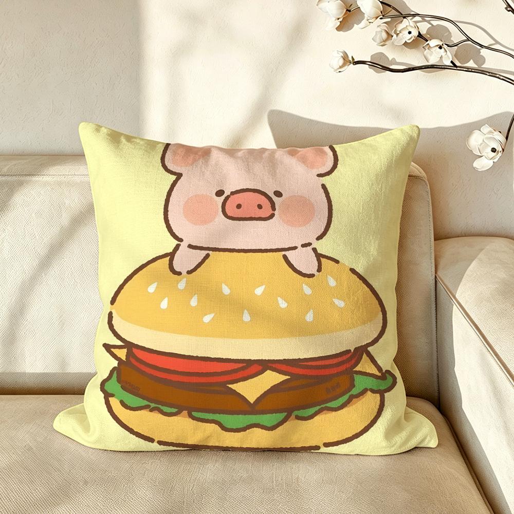 Character CCute PPig Kawaii Cushion Cover Pillow Case Antidustmite Pillowcase Silky Short Plush Sofa Cushion Cover hot