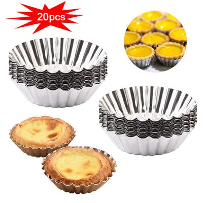 20/10 Stück Wiederverwendbare Antihaft-Wellenförmige Eiertarteform Aluminiumlegierung Blumenform Cupcake-Form Pudding-Gelee-Form Muffin-Backförmchen